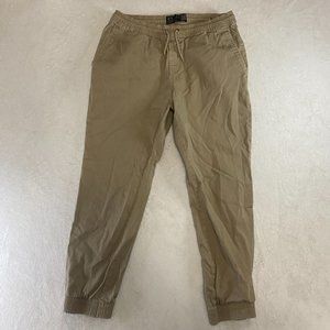 Mens Khaki Tan WEST 49 SLIM Jogger Pants Size Large Drawstring